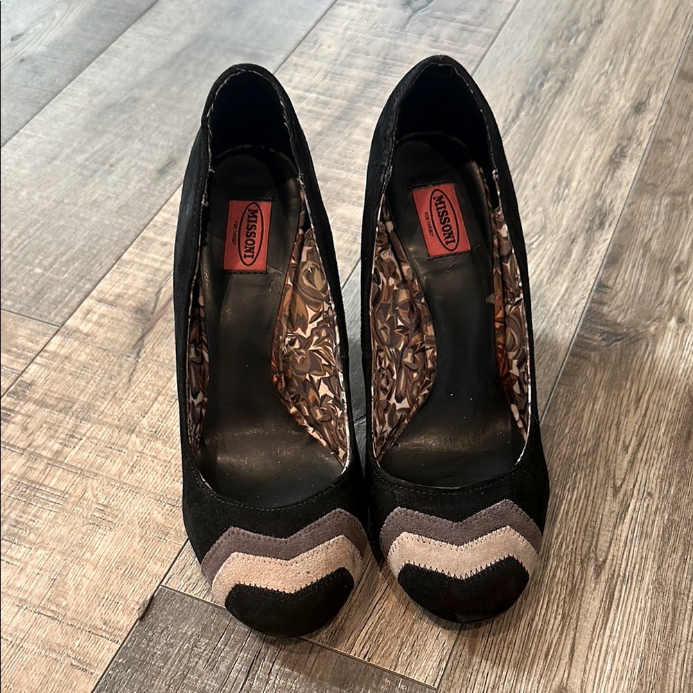 Missoni black tan beige pump heels size 5.5